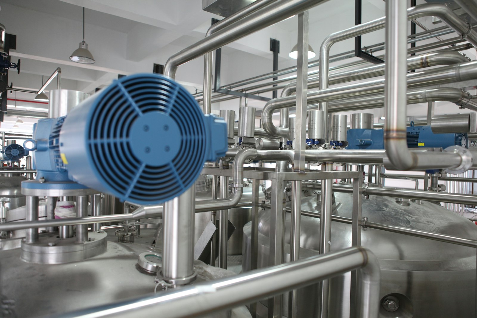 Pipes and valves at a process plant