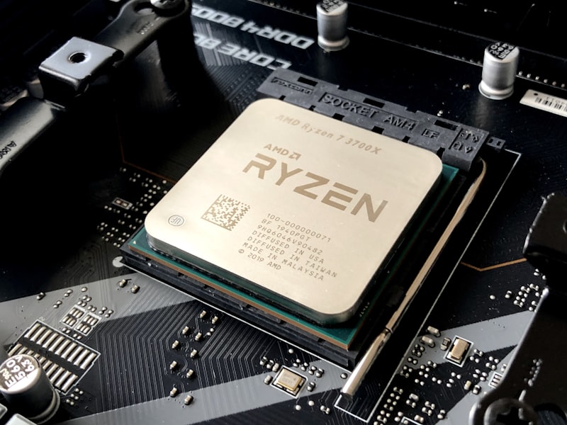 CPU mounted on a computer motherboard